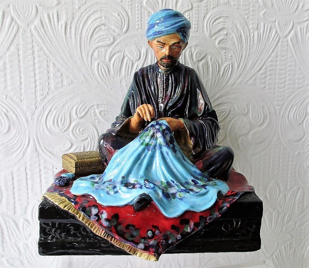 english studio pottery porcelain figurine embroiderer of kashmir reginald johnson