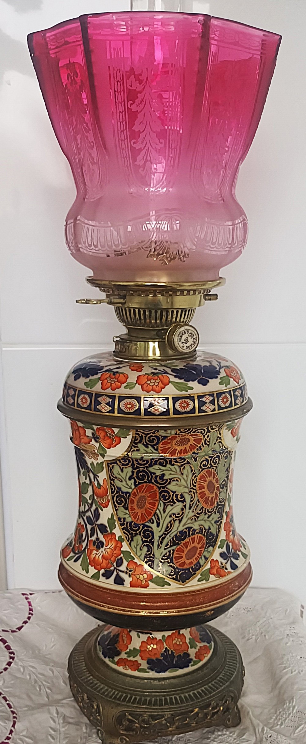 antique english victorian hinks taylor tunnicliff ceramic oil lamp