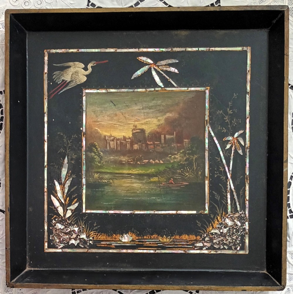 antique english victorian papiermch waiter tray windsor castle