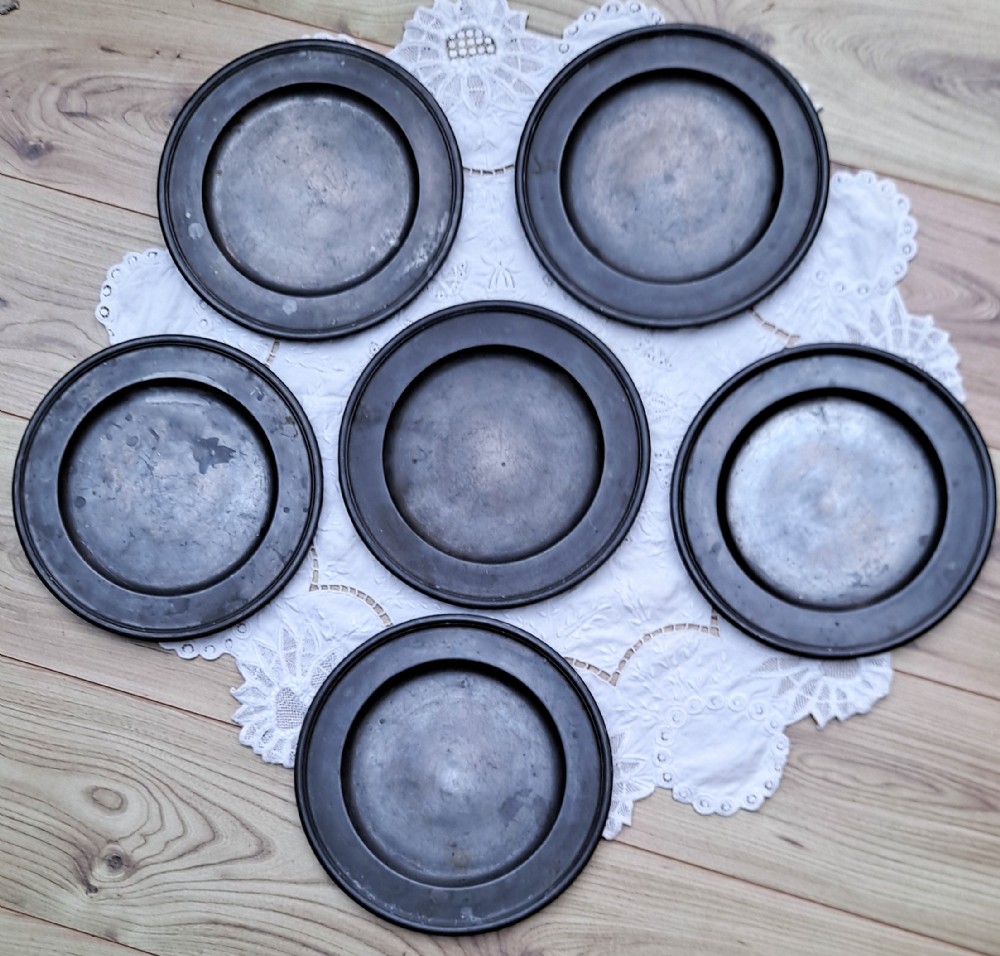 set of 6 antique english georgian pewter plates william wright