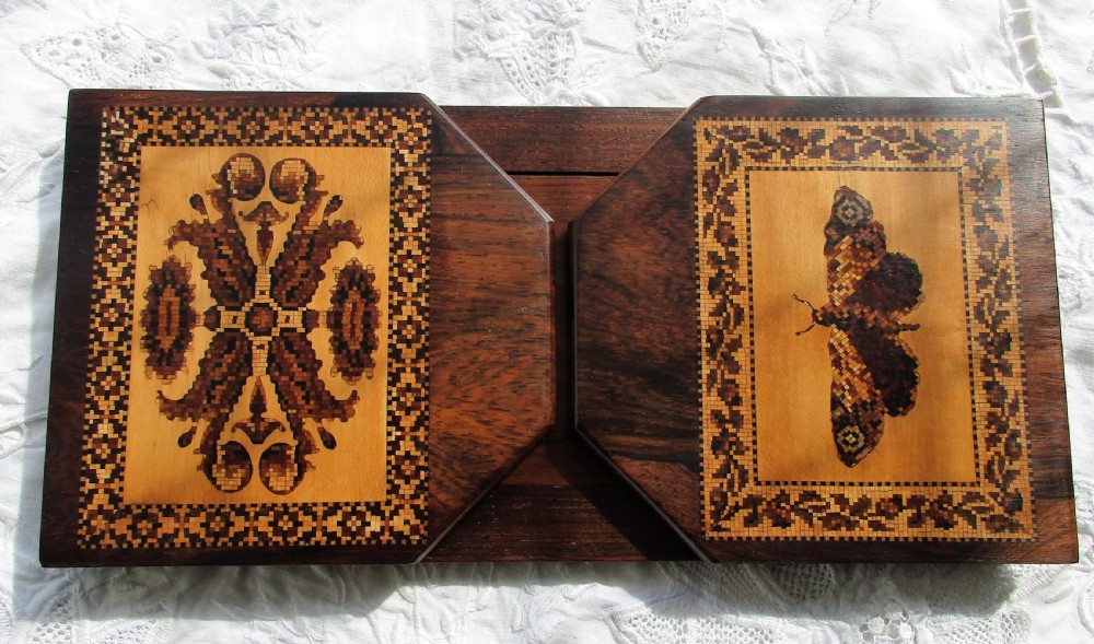 antique english victorian tunbridge ware bookslide