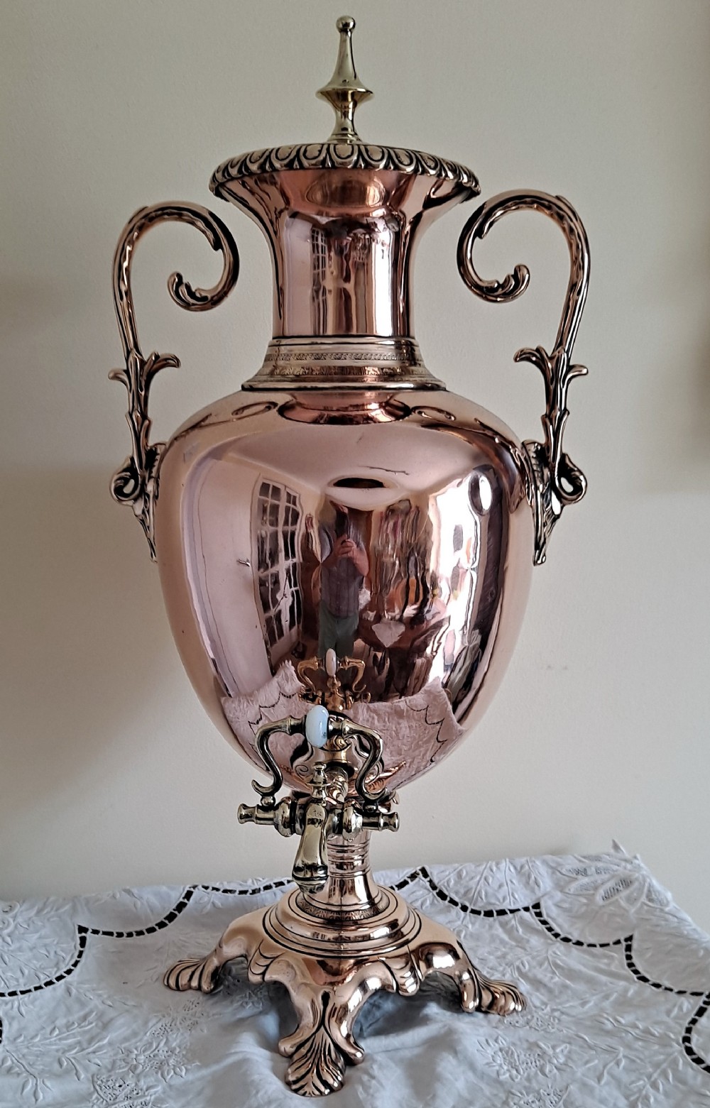 antique english victorian copper samovar