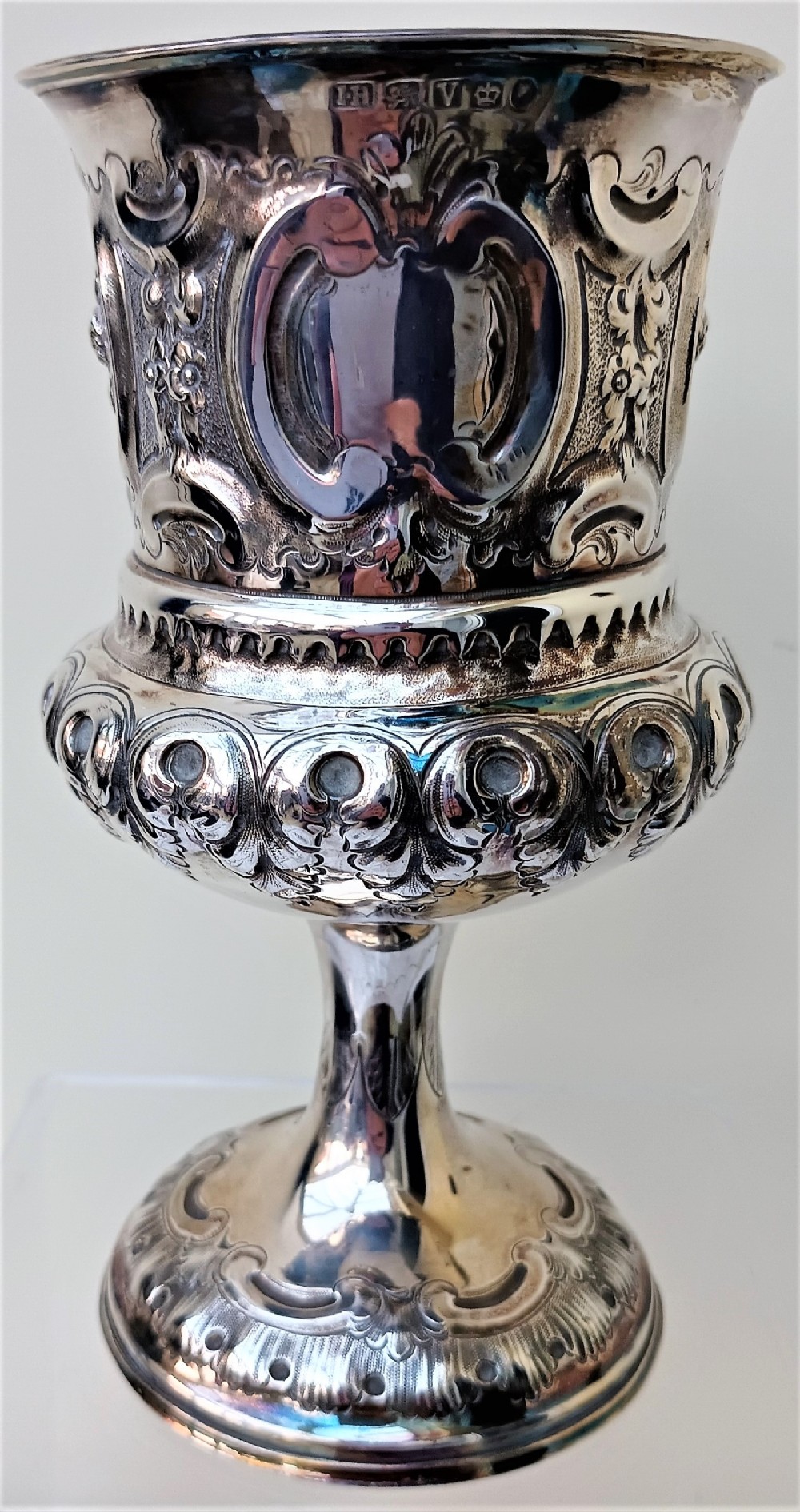 antique english victorian silver chalice goblet sheffield 1888