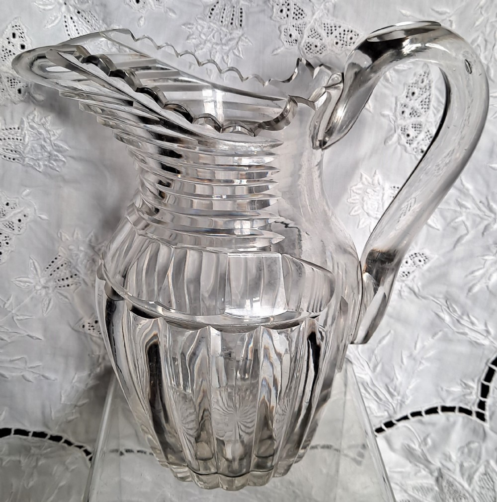 antique late regency cut glass water jug