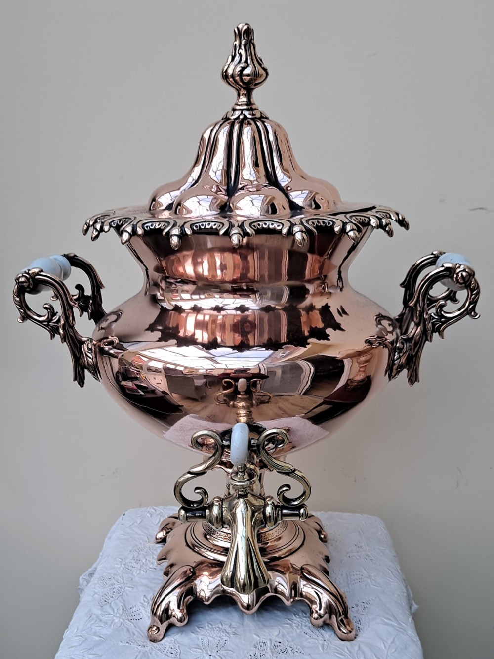 antique english victorian copper samovar
