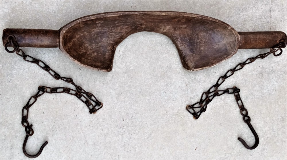 antique english victorian beech dairy maid's shoulder yoke