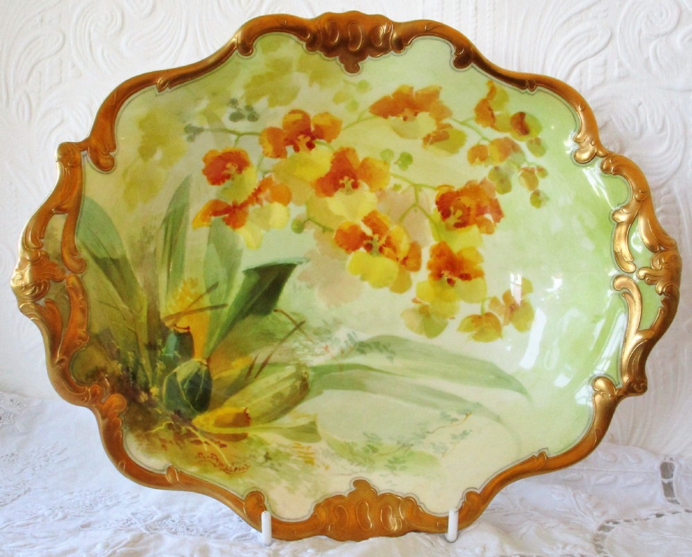 antique royal doulton english porcelain cabinet dish orchids david dewsberry