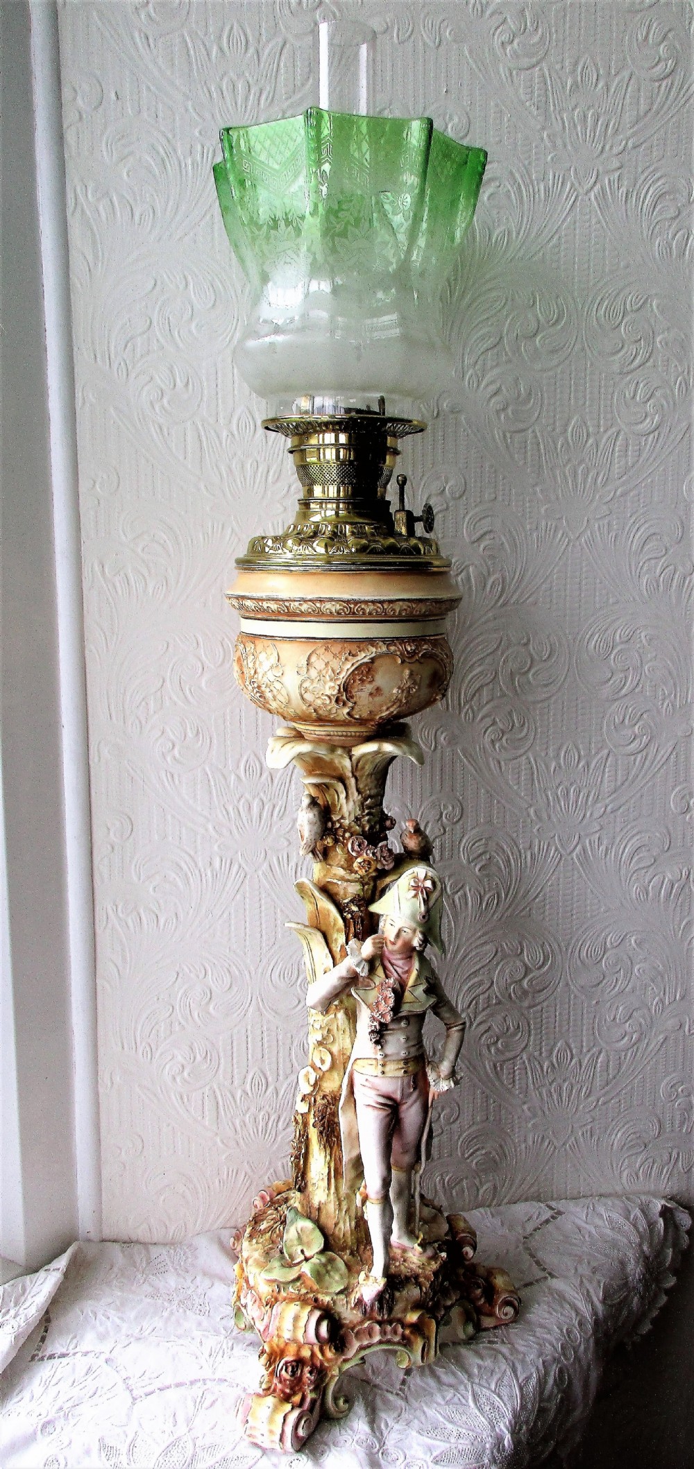 antique victorian angloamerican porcelain figural oil lamp