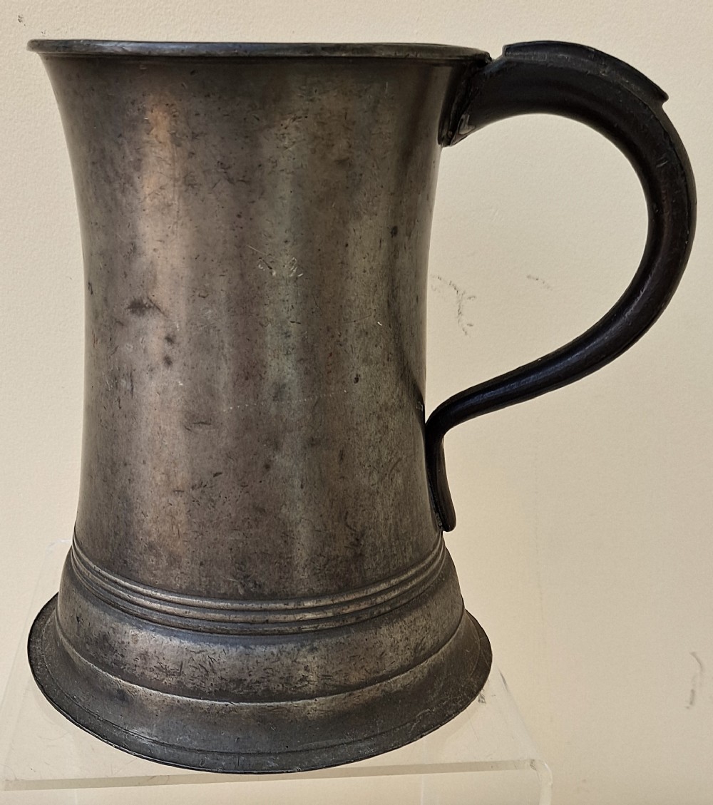 antique victorian pewter quart concave mug