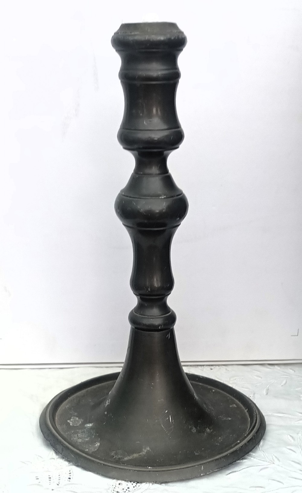 antique english stuart pewter candlestick
